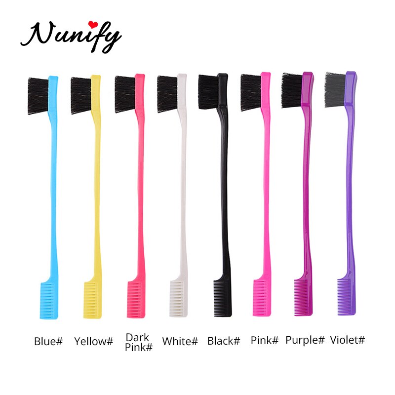 Nunify skønhed dobbeltsidet kant kontrol kam styling hår øjenbryn kam børste frisørsalon hår kam børster tilfældig farve
