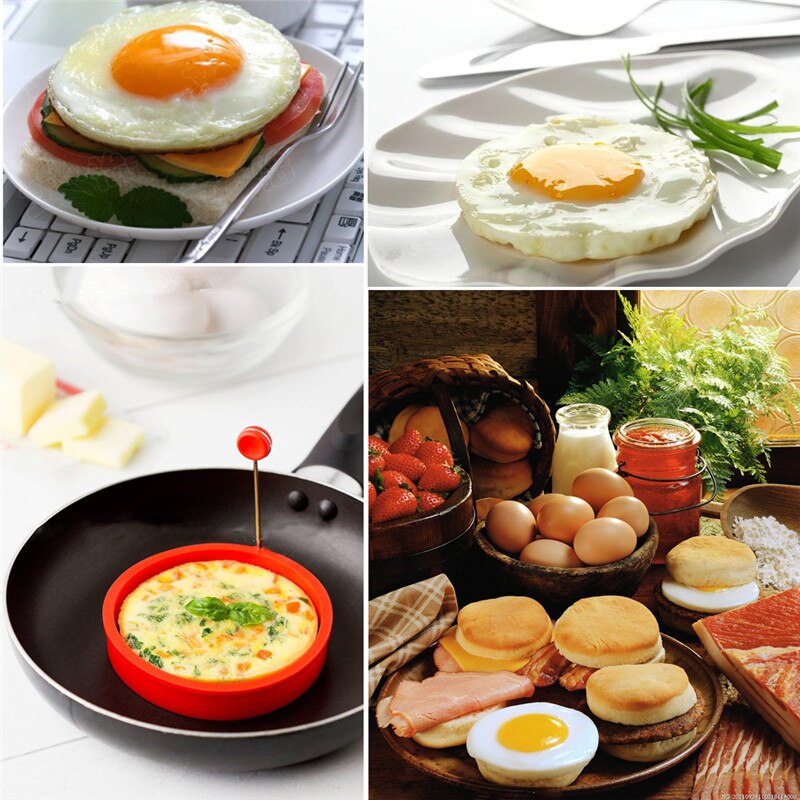 Ei Gereedschap 1 st Ronde/hartvorm Siliconen Pancake Mold Fried Egg Mold Pancake Ringen Vorm Voor Eieren Keuken accessoires