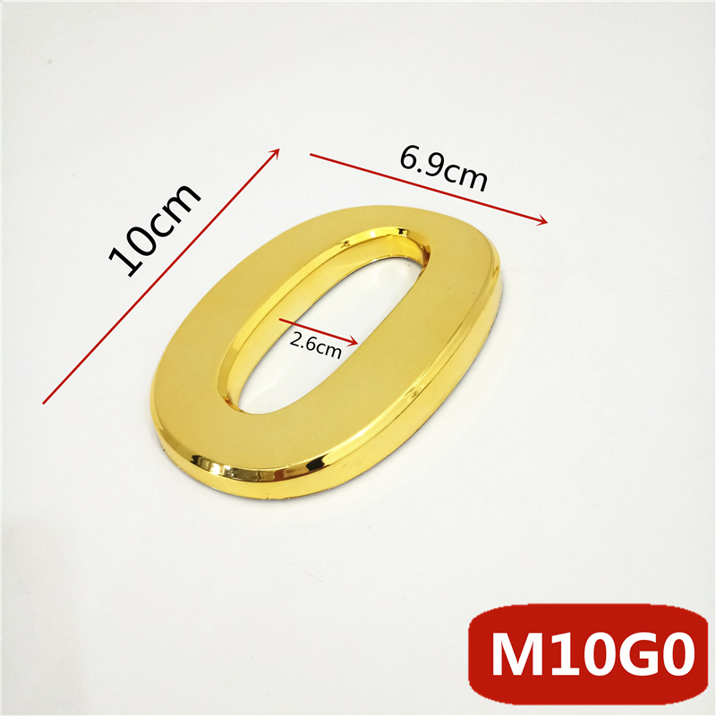 10cm 3D duży rozmiar nowoczesny dom numer drzwi hotelowe płyta adres domowy skrzynka pocztowa numery cyfry naklejki znak 0-9 złoty kolor: 0 / Qty 2pcs