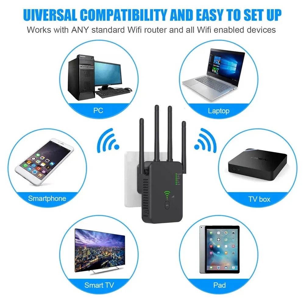 1200m wireless wifi repeater wifi extender long range wi-fi signal repeater dual-band 2,4g 5,8g high gain amplifier wps router