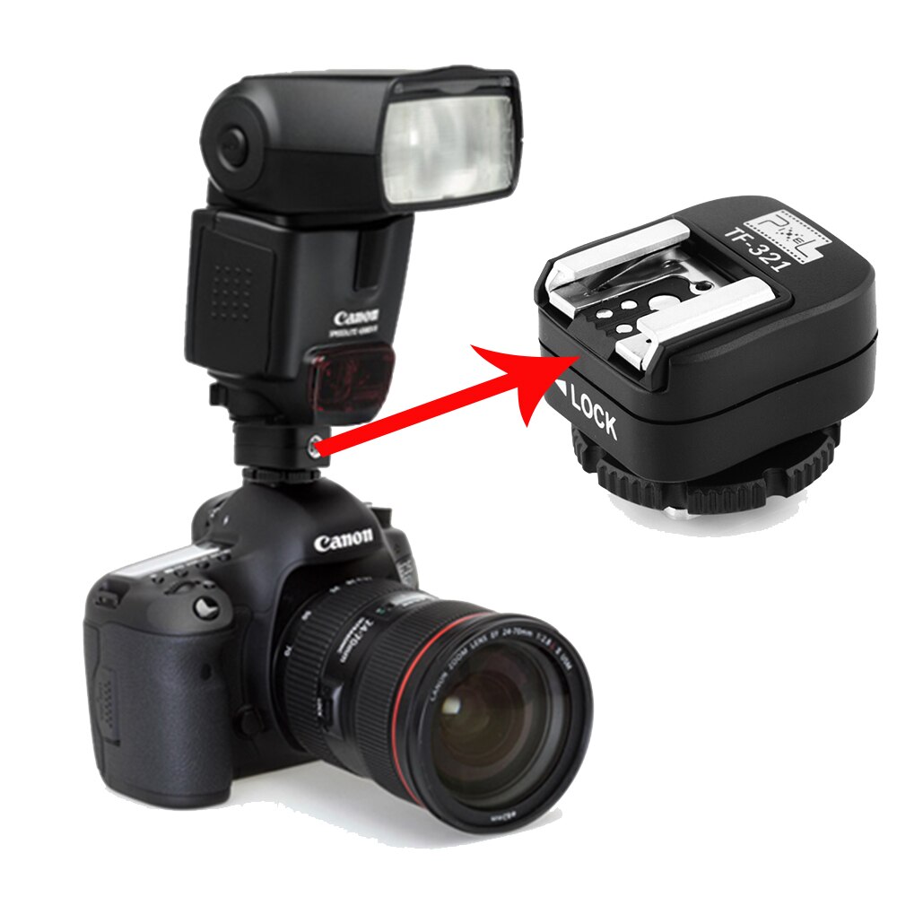 Adaptador de Flash PIXEL TF-321 TTL PC Puerto convertidor de zapata para Canon 5D Mark III 70D 60D 100D 700D 650D 600D 550D 500D 6D 430EX