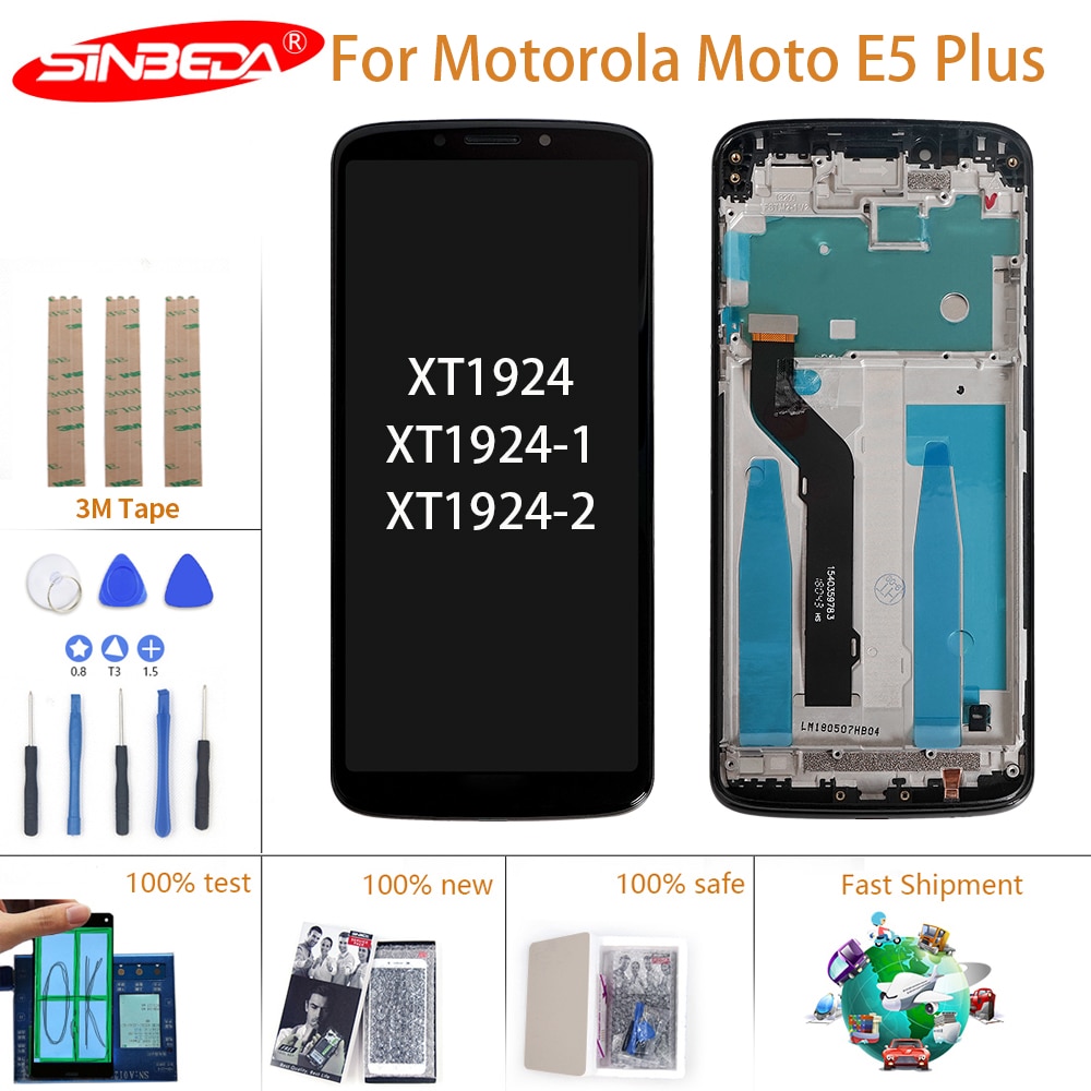 Pantalla LCD de 6,0 pulgadas para Motorola Moto E5 Plus XT1924, Digitalizador de pantalla táctil con marco para Moto E5 Plus, XT1924-1 XT1924-2