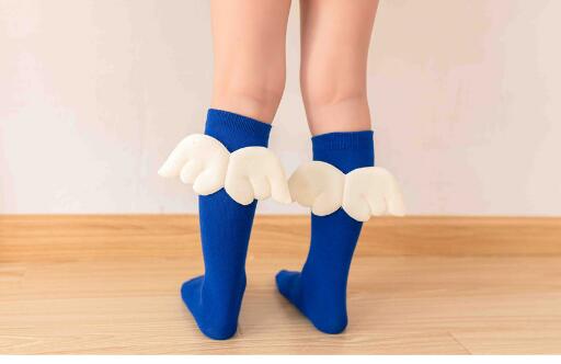 2020new pile of socks wings spring and autumn baby socks children in the tube warm wings antler socks: blue wing