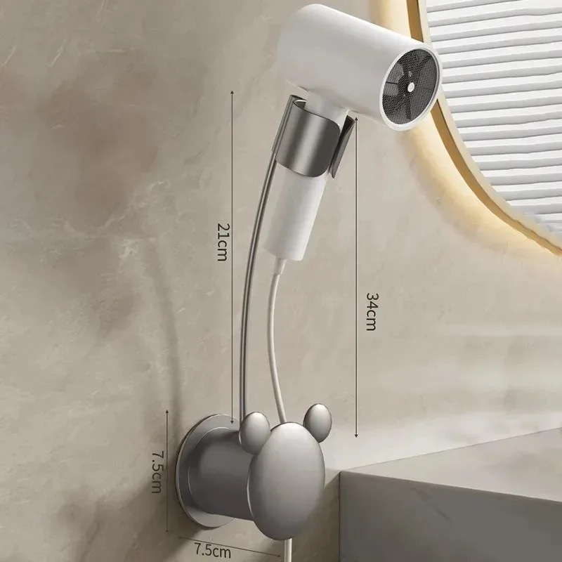 No need To Punch Holes No Need To Hold Adjustable Wall Hanging Hair Dryer Holder Free Of Hands Universal Air Duct Storage Rack: Yellow