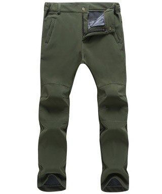 MAZEROUT Man Winter Waterproof Fishing Trekking Softshell Fleece Outdoor Hiking Pants Travel Camping skiing Warm Trousers 3XL P5: Army Green / L