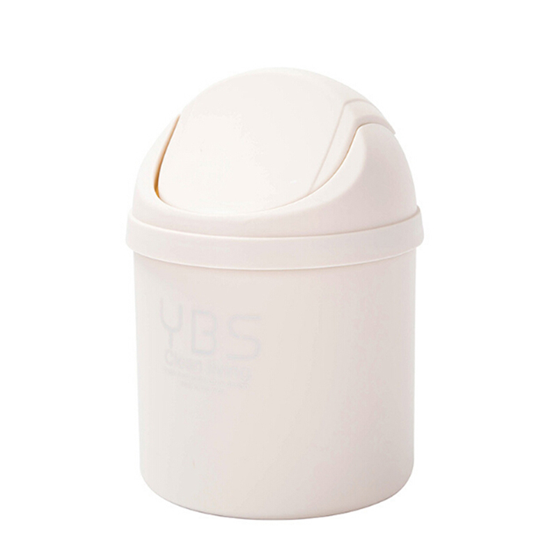 Cute Table Home Office Trash Can Mini Small Waste Bin Desktop Garbage Basket: White