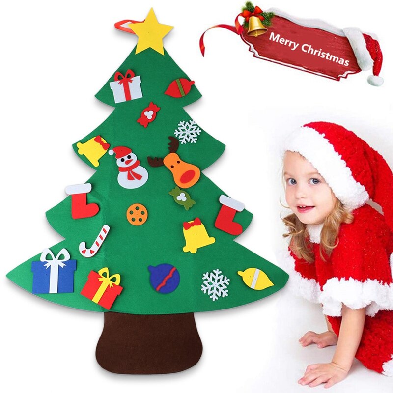 Kids DIY Felt Christmas Tree Merry Christmas Decorations For Home Christmas Wall Ornaments Xmas For Toddlers