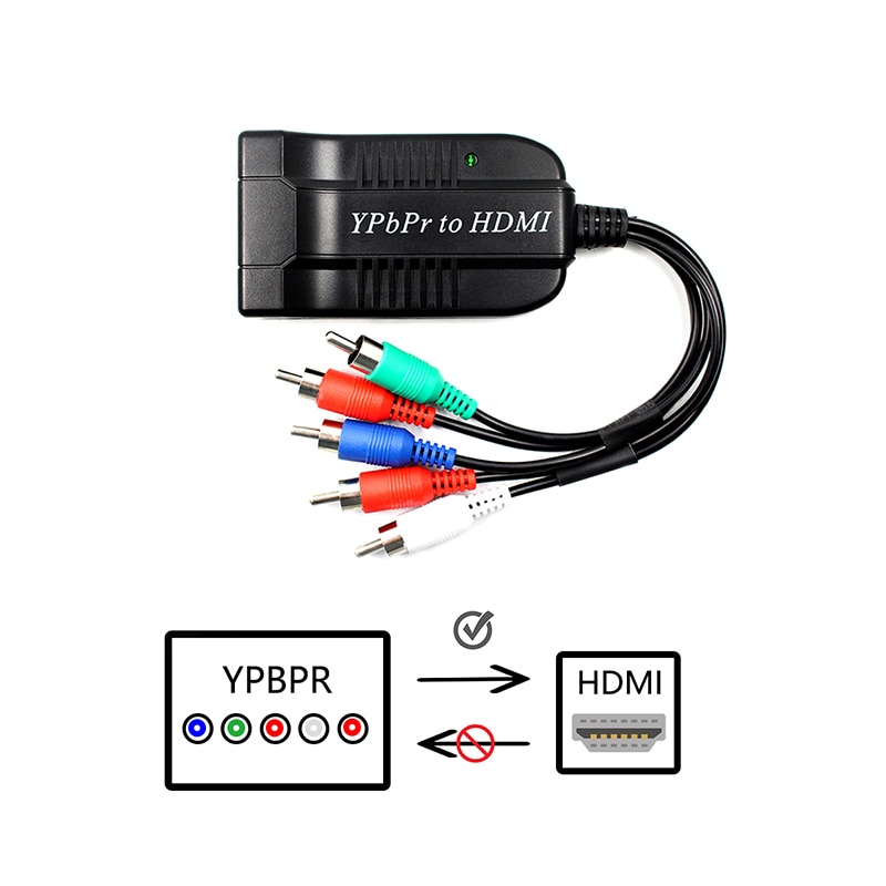 Component Naar Hdmi Converter, 5RCA Component Rgb Ypbpr Naar Hdmi Converter Ondersteunt 1080P Video Audio Converter Adapter Voor Dvd