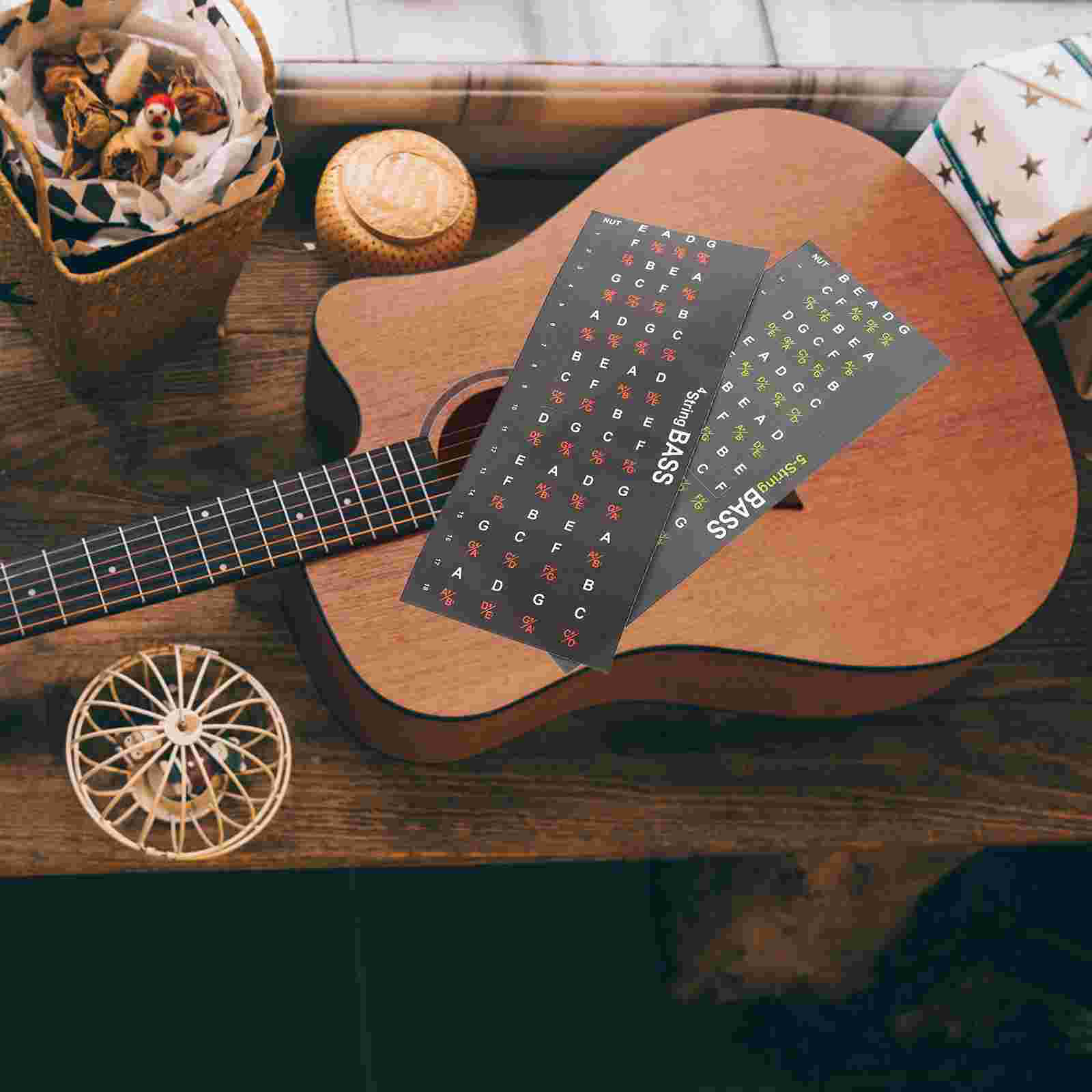 2 Stück Gitarren-Griffbrett-Aufkleber, Griffbrett-Notizen, Gitarren-Trainer-Notizen, Maßstab-Aufkleber, Gitarrenzubehör, Musikinstrumente