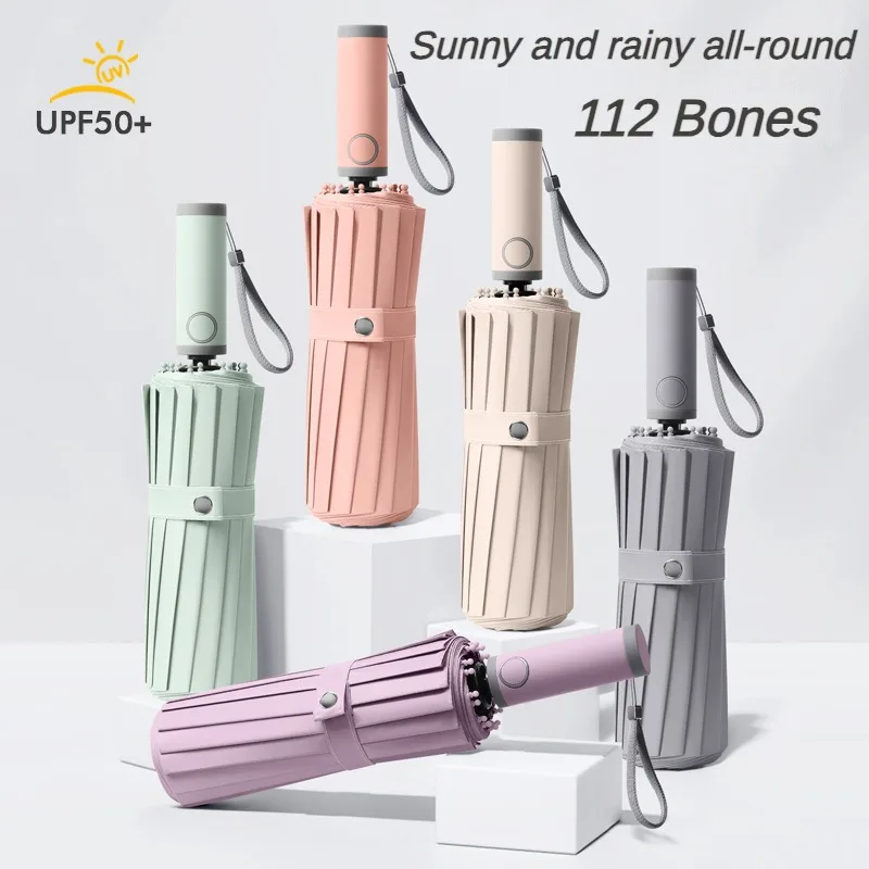 Paraguas automático grande súper fuerte para hombres y mujeres, plegable de 16K 112 huesos, paraguas especiales de lluvia Anti-UV impermeables a prueba de viento
