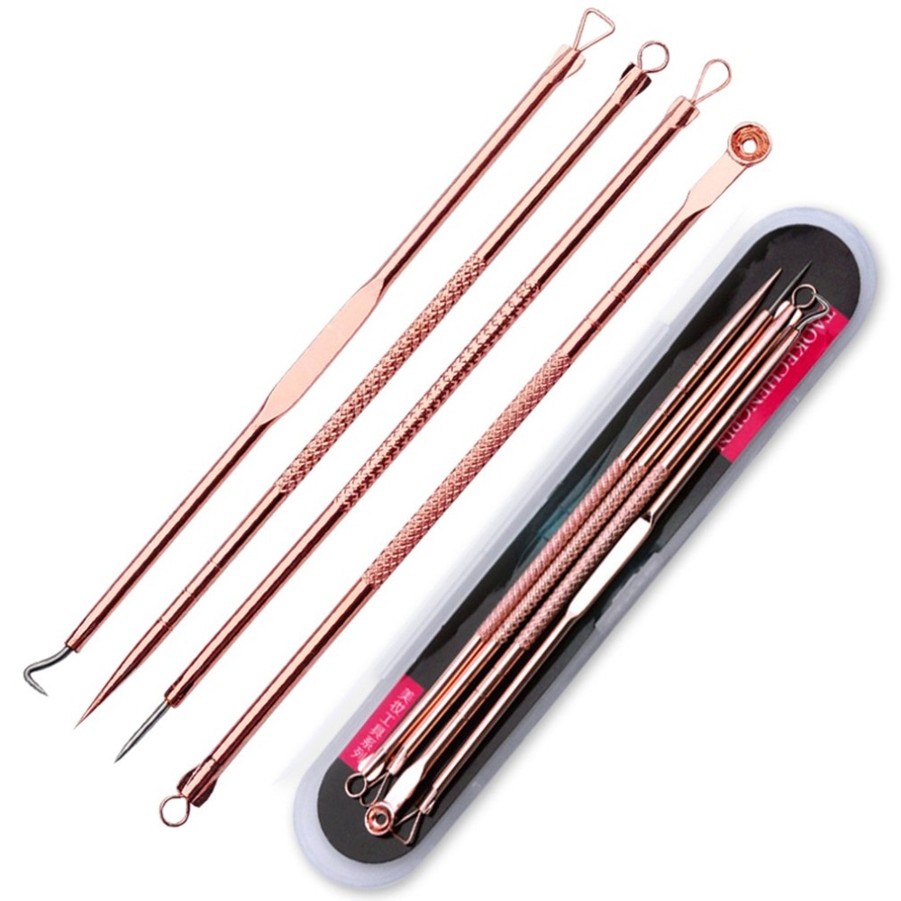 4 stuks/set met dubbele koppen voor acne, mee-eters, puistjesverwijderaar, vlekkenverwijderaar, schoonheidstool voor gezicht en huidverzorging