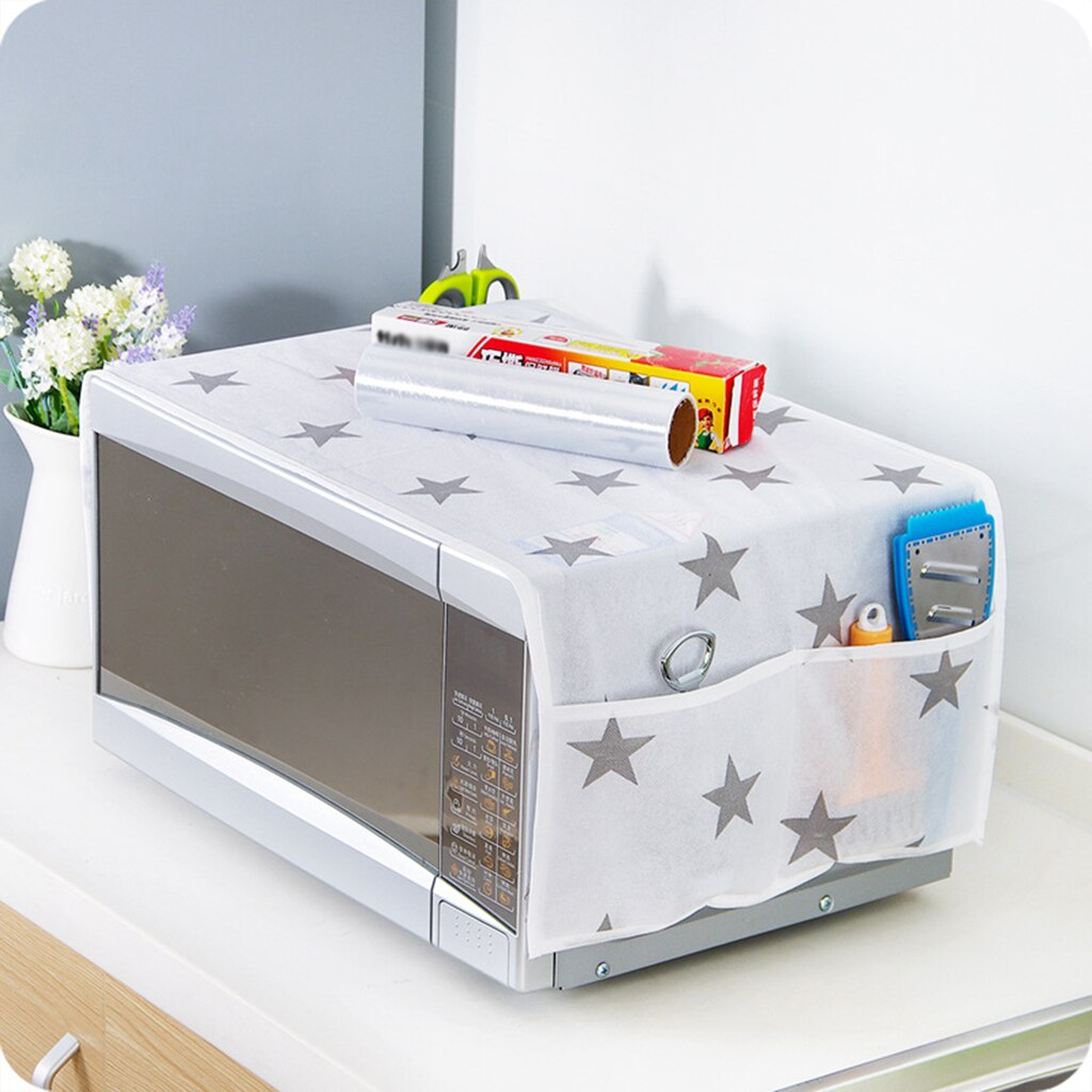 Waterproof Microwave Oven dust cover cloth With Pocket soft wear-resistant Microwave Dust Cover Kitchen Accessories: Gray pentagram