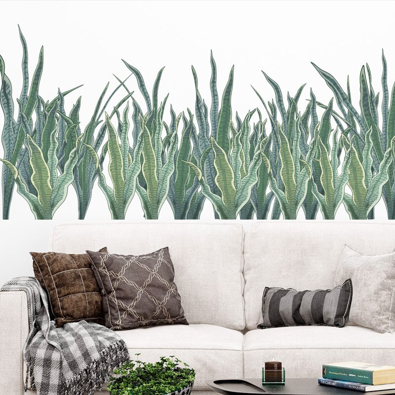 Green Plant Wall Sticker DIY Pink Peony Flowers Tropical Beach Palm Leaves Wall Stickers Modern Art Vinyl Decal Mural Wall: No.18