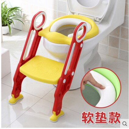 Kinderpotje opvouwbaar toilet stoeltje opstapje kinderpotje kindertoiletten met verstelbare ladder kinderpotje: Rood een