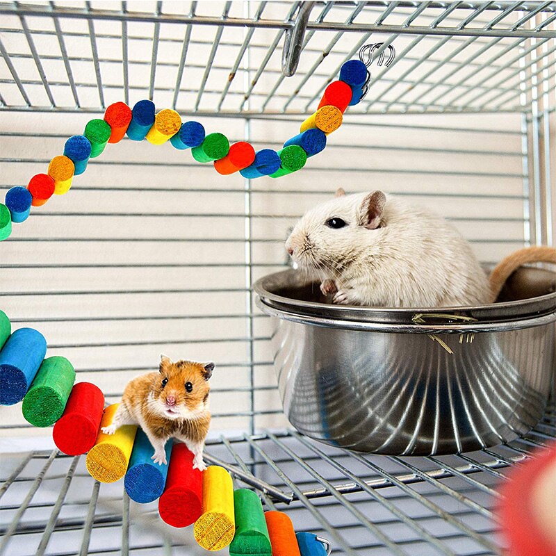 Image showcasing Parrot Hamster Climbing Ladder Pets Toys Rainbow L... – Vicedeal