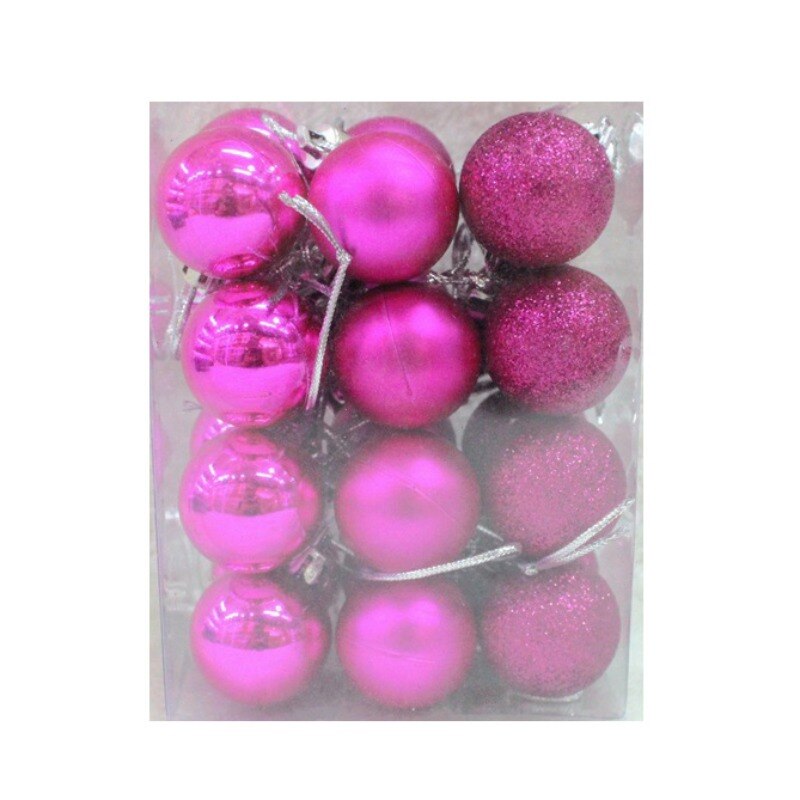 24Pcs Christmas Balls Christmas Tree Decoration Balls Plastic Plating Ornaments Home Garden Festive Party Supplies: Rose Red
