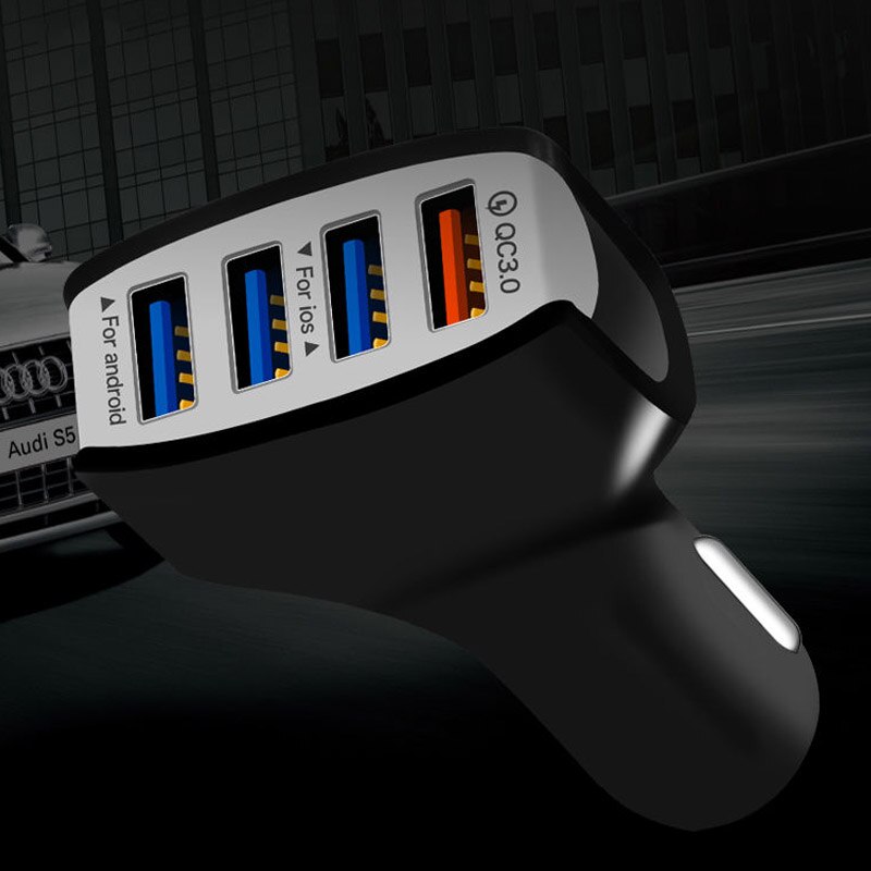 Quick Charge 3,0 Auto Ladegerät 4-Port Schnelle Lade Telefon Ladegerät Adapter in Auto Für iPhone X 7 8 plus Samsung S8 S9 Smart Handys