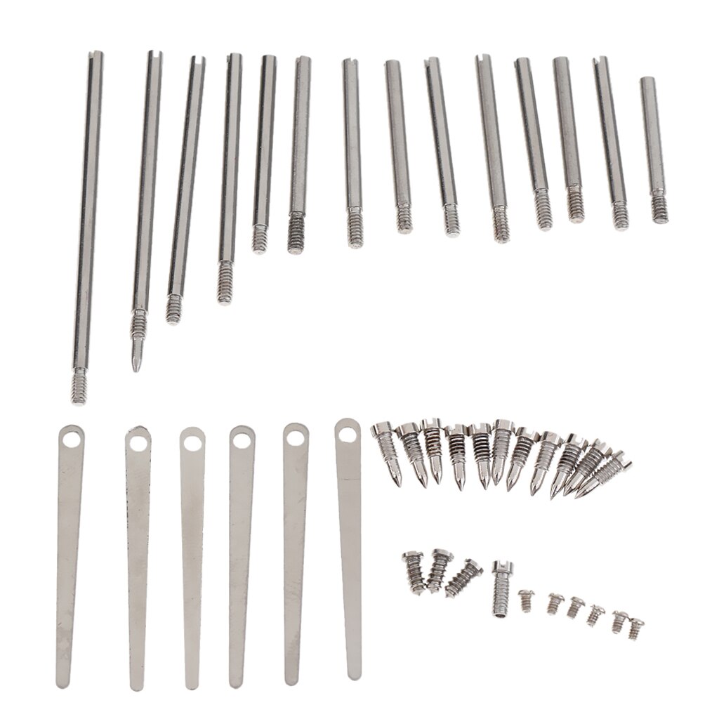 Set aus klarinettenreparaturwerkzeug, klappenrollen, klarinettenfedern und befestigungsschrauben