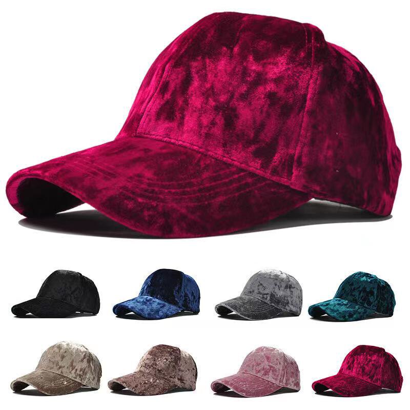 Koreaanse Versie Van De Gouden Fluwelen Glad Cap Baseball Cap Mannen En Vrouwen Herfst/Winter Mode casual Gebogen Rand