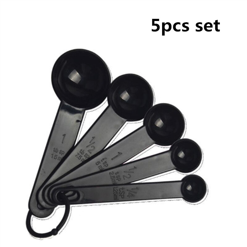 Juego de 9 cucharas medidoras de Color negro y cuchara medidora tipo pala para hornear, cucharón medidor con escala, cucharadita de cocina, herramienta de cocina: 5pcs set