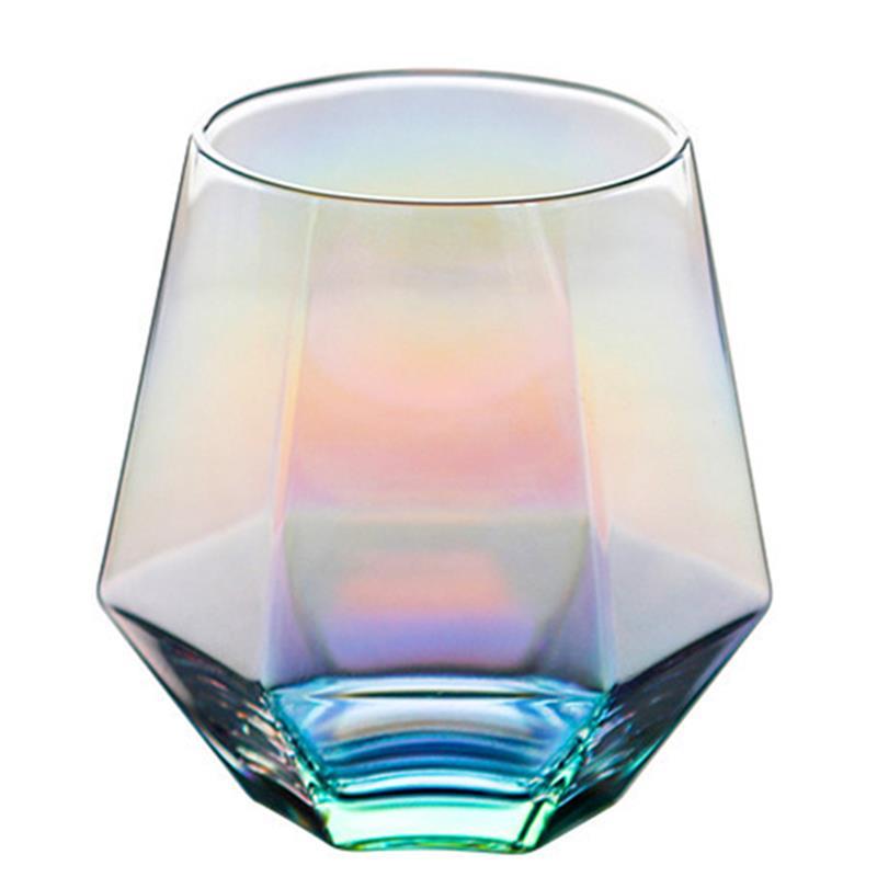 justdolife Whiskey Glass Flat Bottom Rock Glass Hexagon Drinking Glass Whiskey Wine Vodka Bar Club Beer Wine Glass: Multicolor