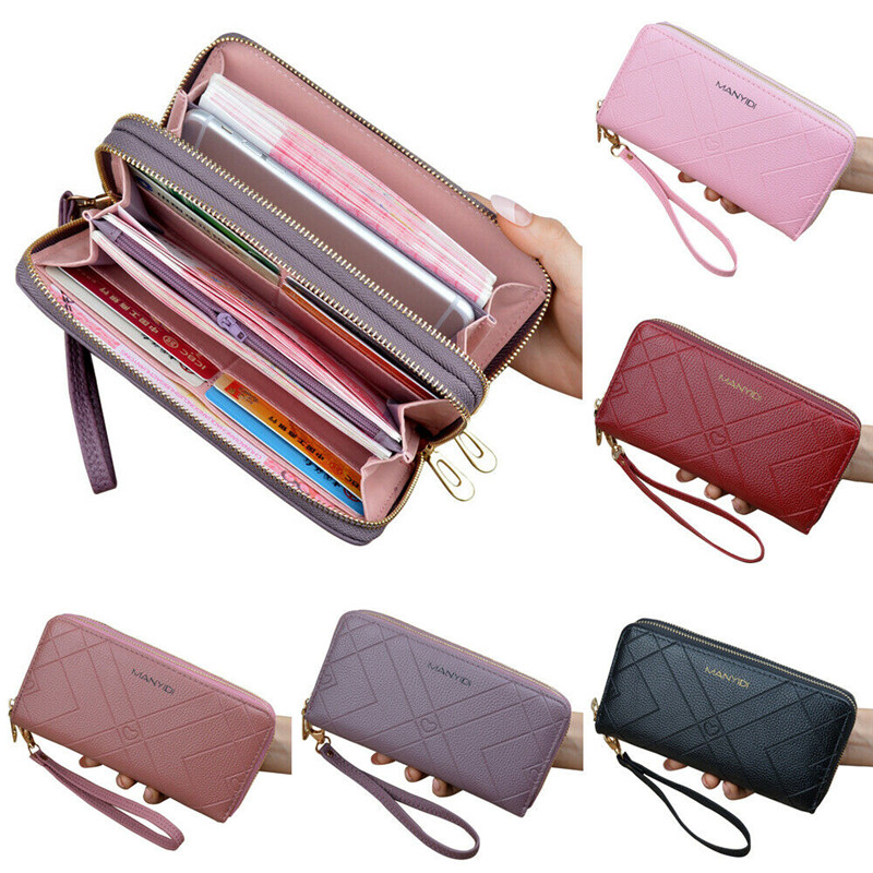 Noenname-null pochette pour femmes portefeuille en cuir synthétique polyuréthane porte-cartes long sac de téléphone sac à main sac à main bracelet