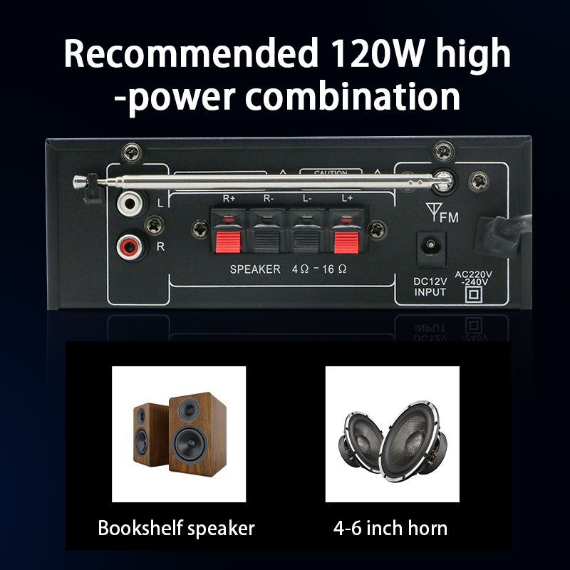 LDZS HiFi-Digitalverstärker AV-808 Bluetooth MP3-Kanal 2.0 Sound AMP Unterstützung 90V-240V für Zuhause Auto MAX 200W*2