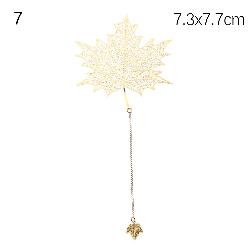 Metalowe zakładki kwiaty liść żyły Hollow Maple Apricot frędzlami z pomponem czytanie Mark klips do książek dla papiernicze artykuły szkolne: Type 7 no box