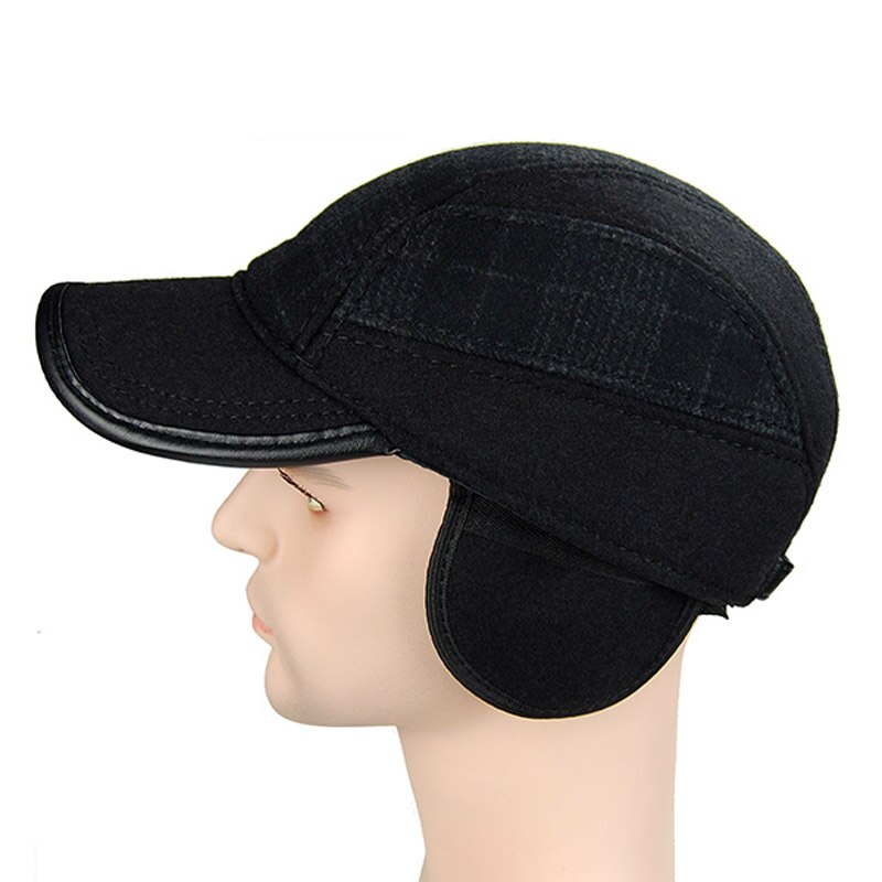 Pcfddr ull ull baseball caps i vinter ørebeskytter for middelaldrende og gamle menn.