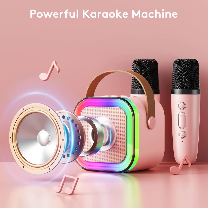 K12 Draadloze Karaoke Machine draagbare Mini Microfoons Bluetooth5.3 Luidspreker voor Kind RGB Licht Audio Thuis KTV Kids Kerstcadeaus