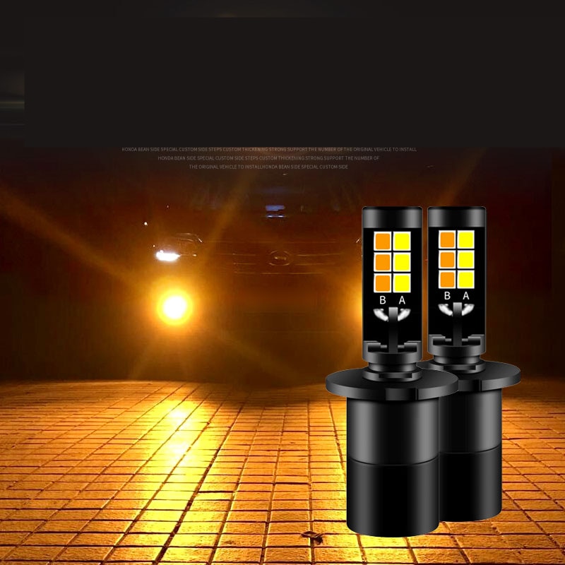 2 st  h3 lampa led dimljus hög ljus chip körlampa 6000k 3000k vita bärnsten gula isblå bil dimljus lampor dubbel färg