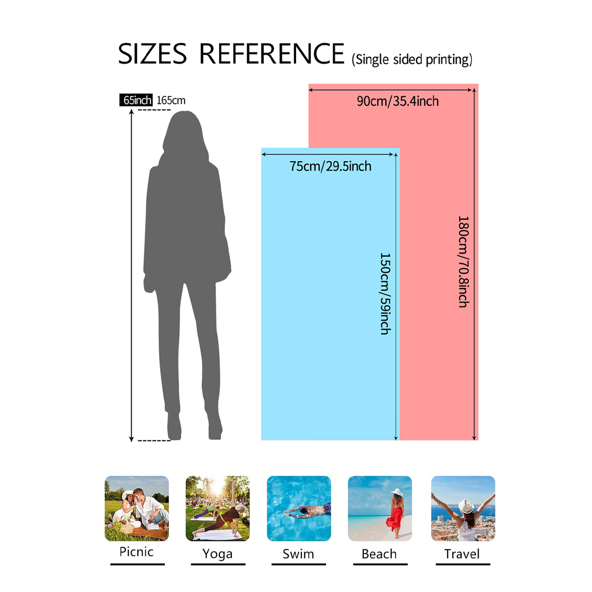 1pc Boheemse grote strandlaken, gestreepte bloemliefde bedrukte badhanddoek, buitenzwemmen, , camping strandlaken