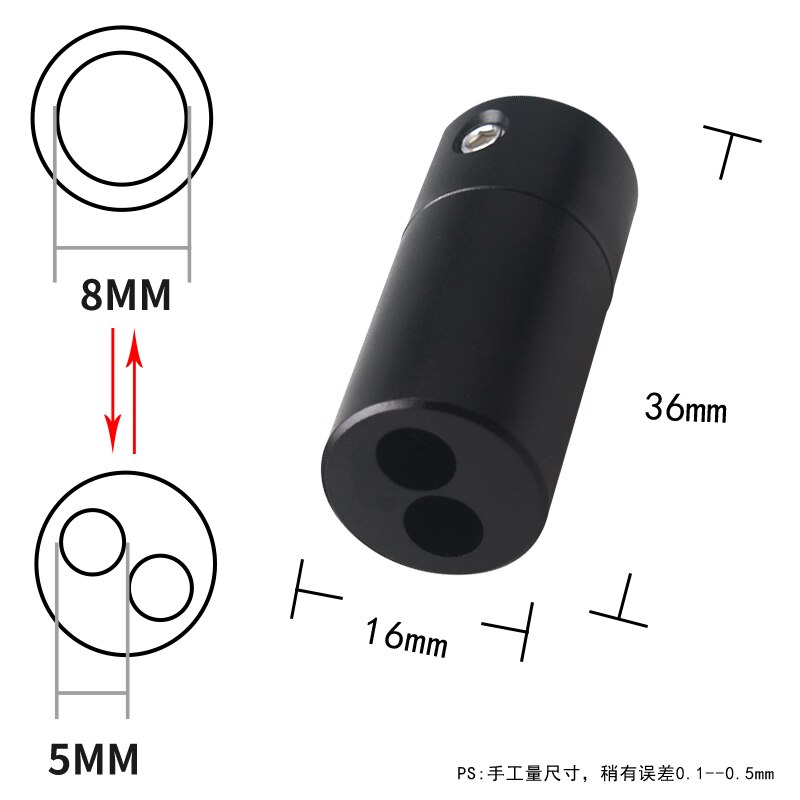 1PCS HiFi Audio Aluminum Alloy Speaker Banana RCA Plug Cable Wire Splitter Y Pant Boot Speaker Line Splitter Adapter Sleeve: 8MM to 2 5MM