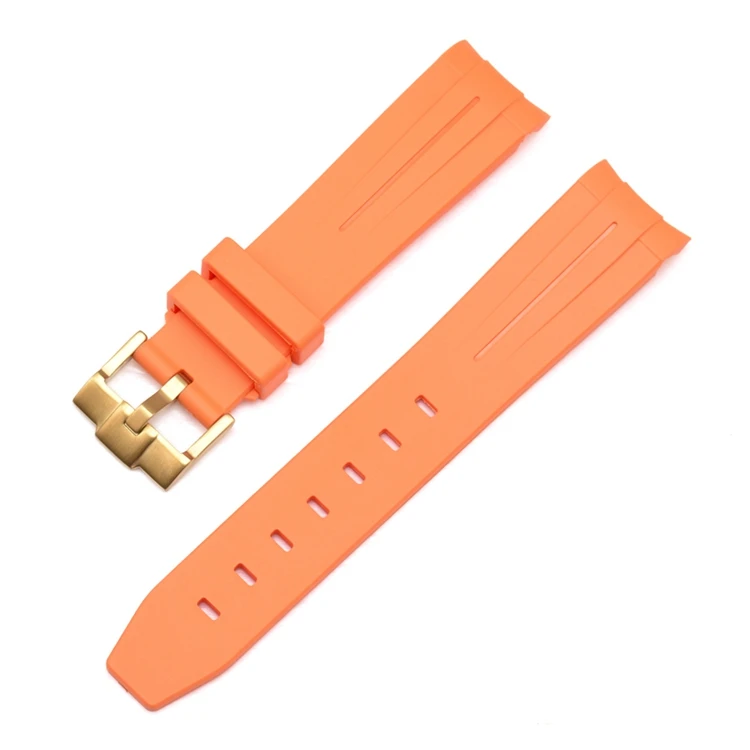 Correa de reloj para Omega X Swatch Joint MoonSwatch Speedmaster, correa de silicona de goma con extremo curvo, pulsera deportiva suave para hombres y mujeres de 20mm: Oro