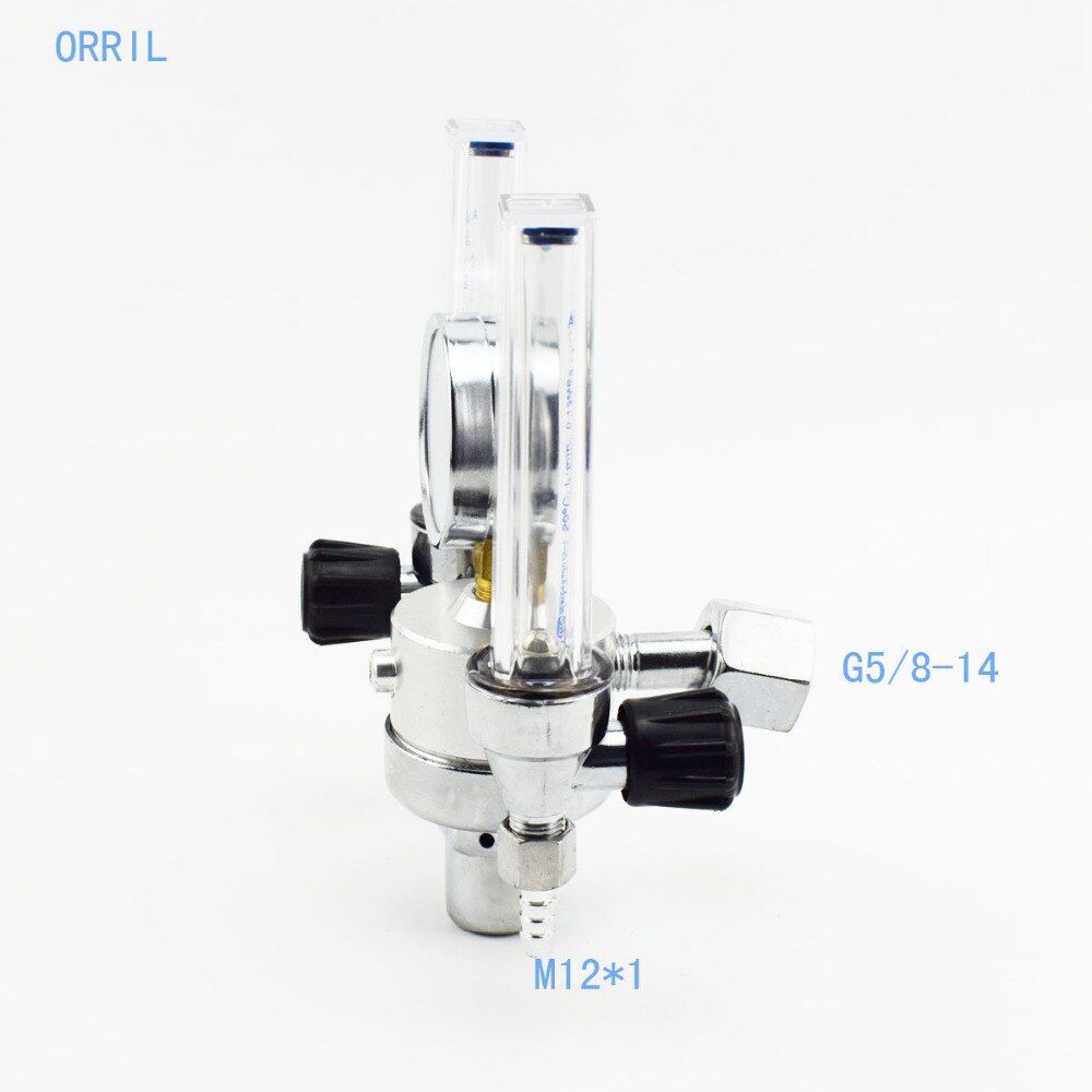 Argon Regulator Dual Tube Gas Flowmeter for tig welding G5/8-14 connector