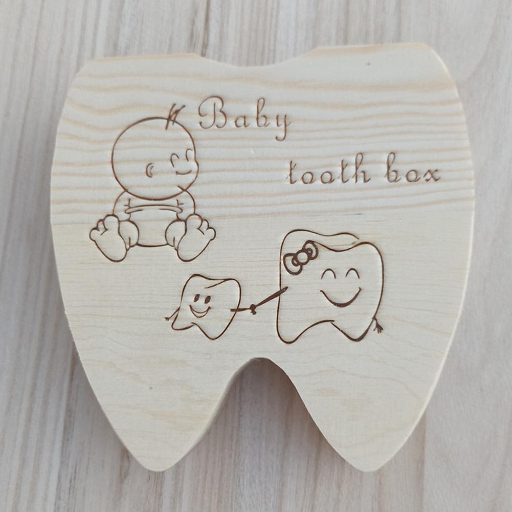 Baby Tand Doos Engels Houten Melk Tanden Organizer Baby Souvenirs Meisjes Opslag Jongens J9G0
