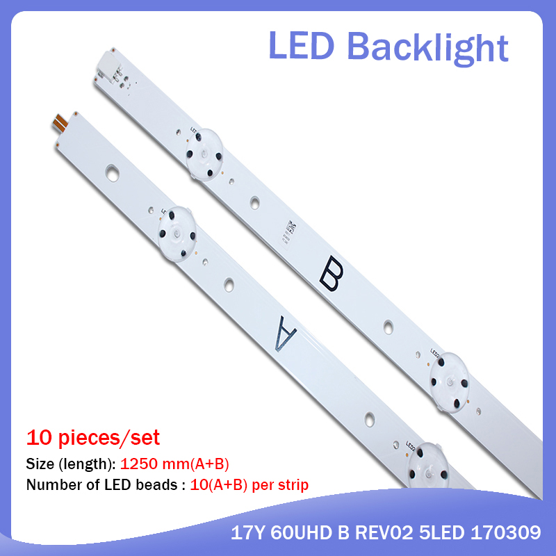 100% 10 stück/setled-streifen für sony 60 tv kd -60 x 690e s600 duc -1 17y 60 uhd a rev 02 5 led 170209 17y 60 uhd b rev 02 5 led 170309