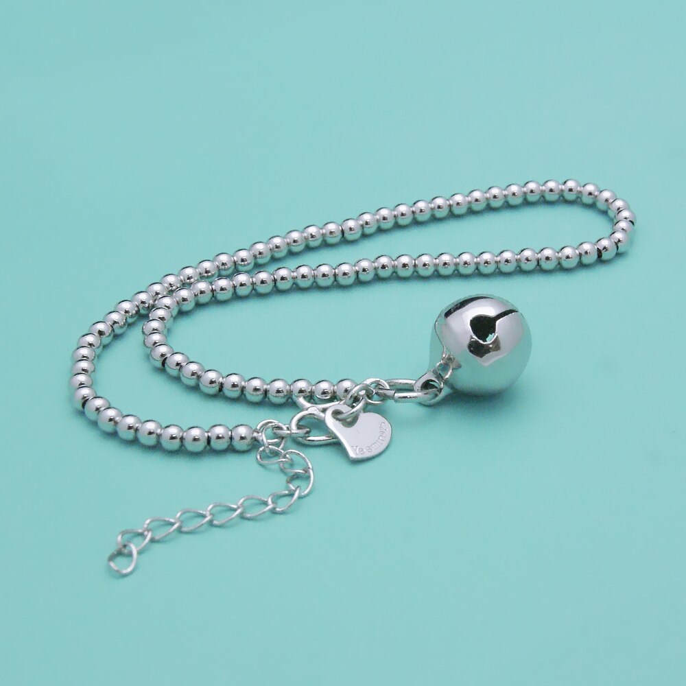 100% 925 bjælder ankelkæder i sterling sølv sød strandfod 27 cm simple perler fodlænker bohemia armbånd kvinder smykker