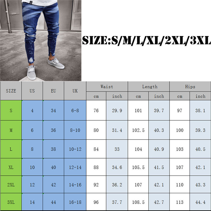 mager tøye ut jeans til menn nedtrykt revet jeans freyed denim lette bomullsbukser kule streetwear farge bukser
