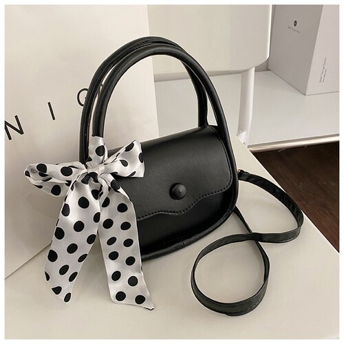 Einfache Kunst Und Weise Frauen Kleine Klappe Schulter Bote Taschen PU Leder Weibliche Bowknot Geldbörse Handtaschen Neue Elegante Damen Telefon Beutel: schwarz