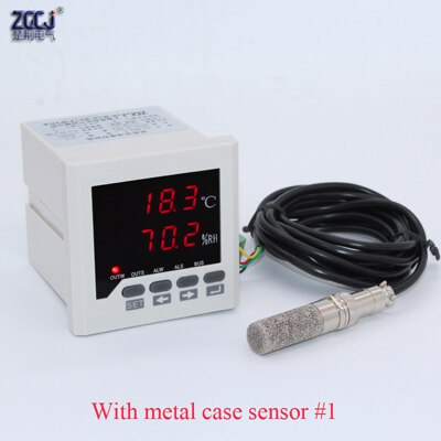 0.0~99.9%RH, -40~120 Celsius Intelligent digital temperature and humidity controller with sensor thermostat and Hygrometer: With metal case 1