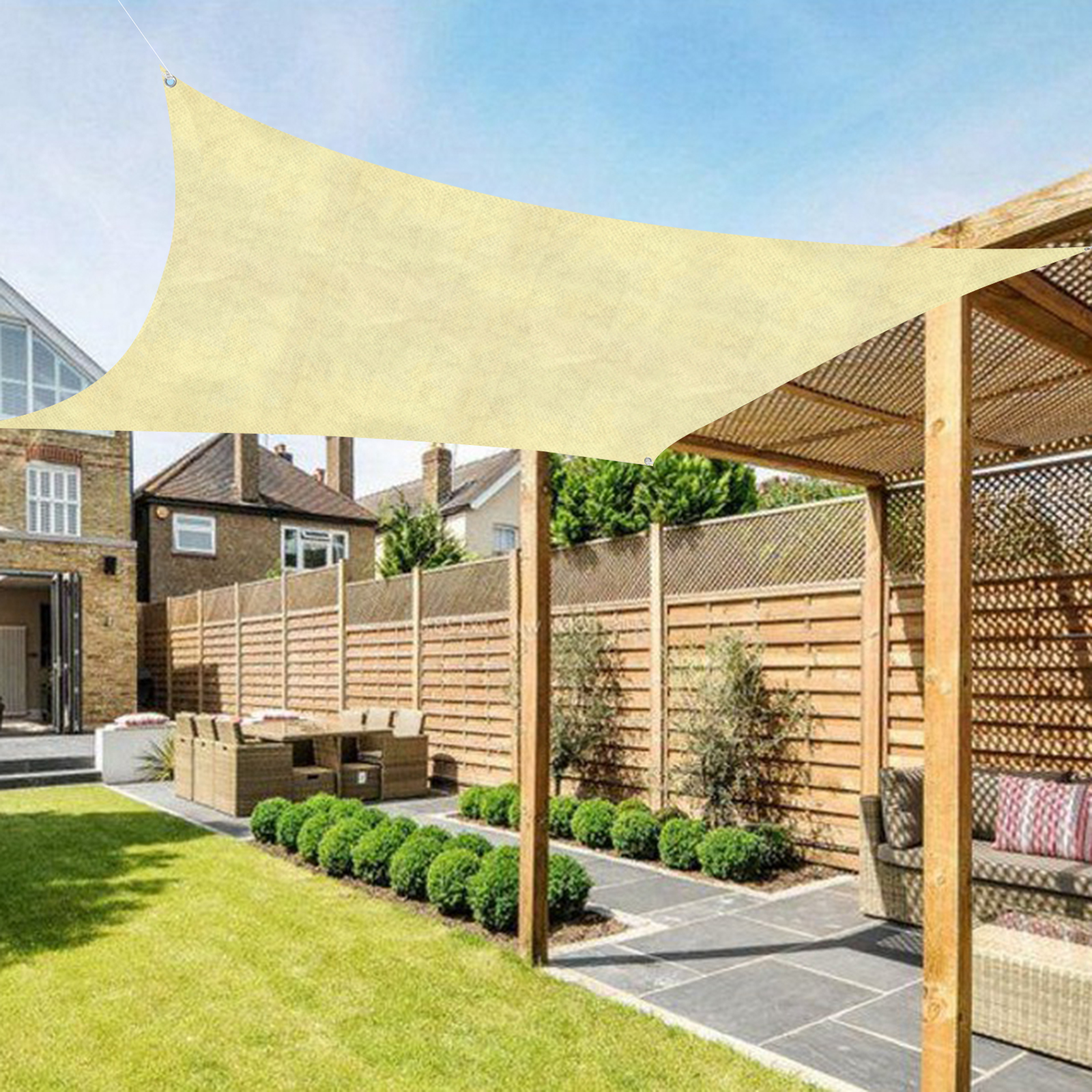 Outdoor Backyard PE Sun Shade Sail Rectangular Plant Shade Canopy UV Block Pool Yard Courtyard Shade Net with Rope