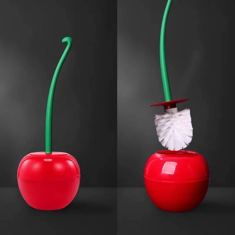 Cepillo lavador y encantador en forma de cereza, cepillo de baño y Set de soporte para limpieza, accesorios de baño: Red