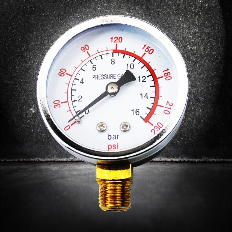 Pressure Gauge w/ Dual Scale Horizontal/Vertical Air Compressor Gauge Iron/Plastic Case Air Compressor Gauge Durable
