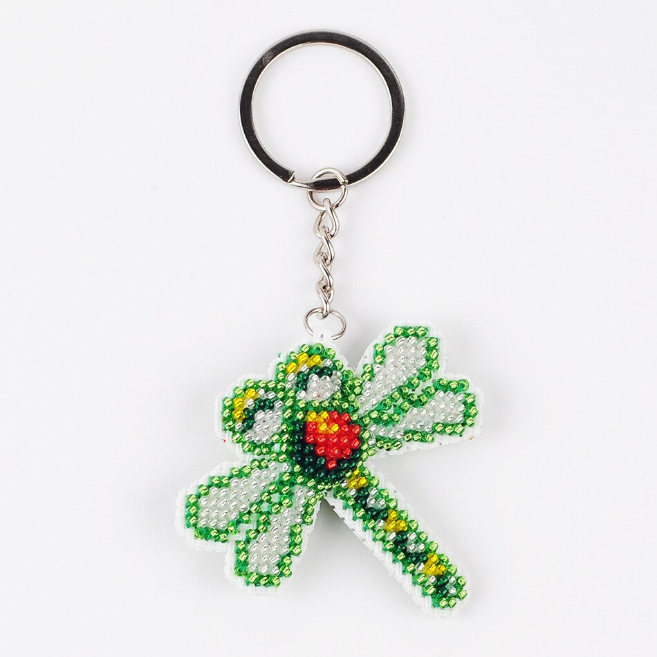 Ddecoration Car Key Chain Accessories Stamped Crafts DIY Printed Cross-Stitching-Kit Embroidery Stich-Bead Needlework Y089