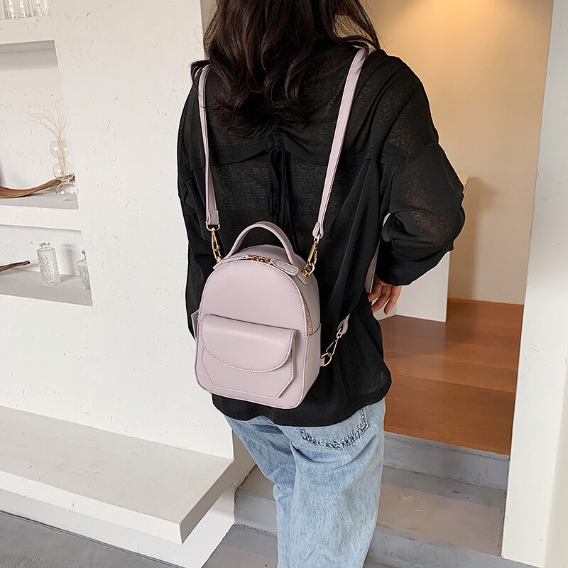 Tamara Effen Kleur Vrouwen Leren Rugzak School Reistassen Eenvoudige Mode Dagelijkse Tas Lady Crossbody Rugzakken