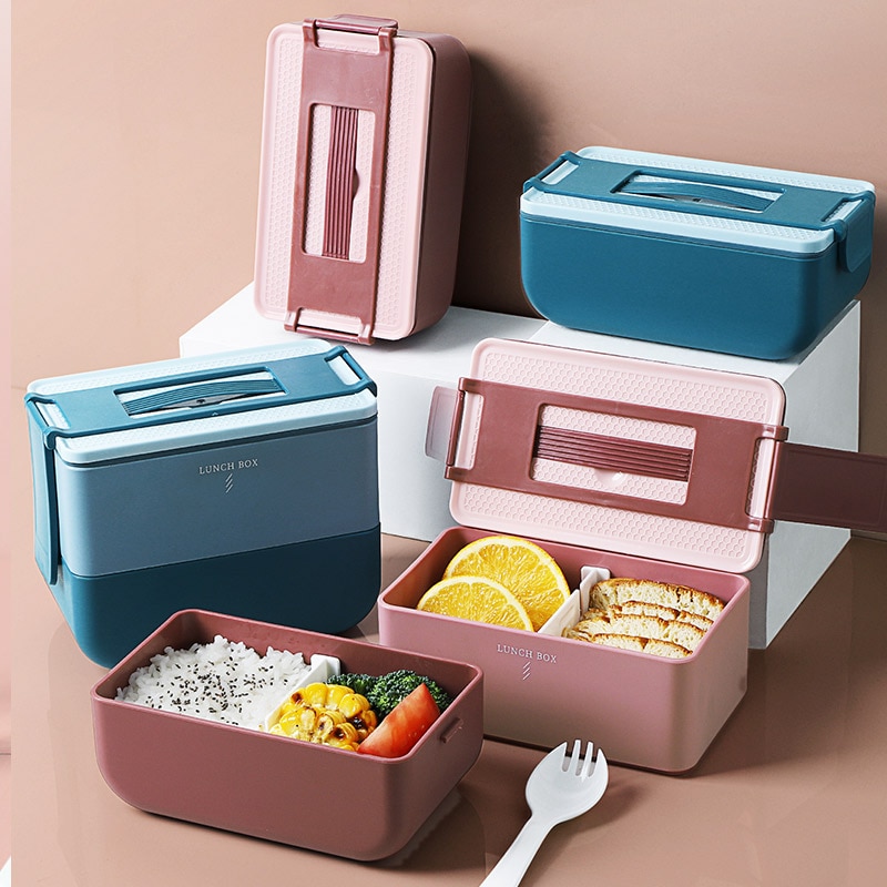 Madpakke mikroovn bento box beholdere madopbevaring frokostkasse picnic lækagesikker 800ml 1600ml