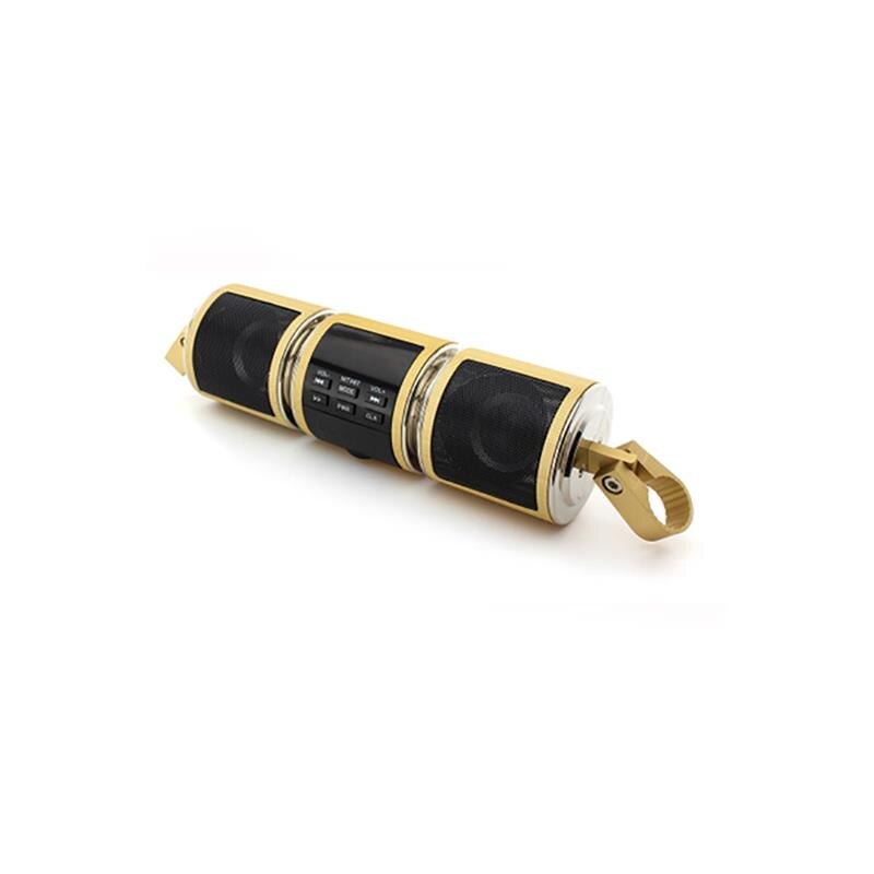 MT487 Motorcycle Bluetooth Music Player MP3 FM Radio Adjustable LED Screen Motorcycle Stereo Speaker Waterproof: Gold