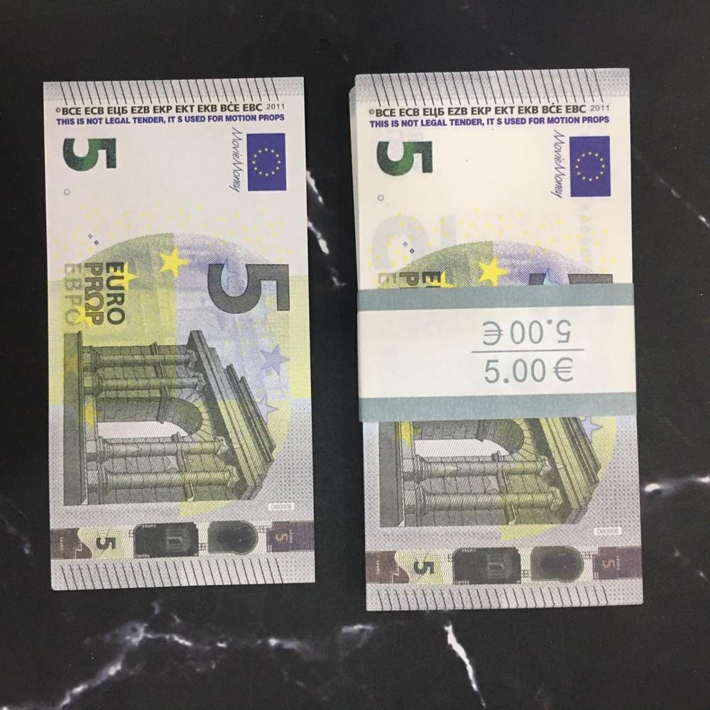 Atacado euros papel dinheiro notas de ouro prop dinheiro papel 10/20/50 euro bills preços nota bancária presentes: 5 euos (100pcs)
