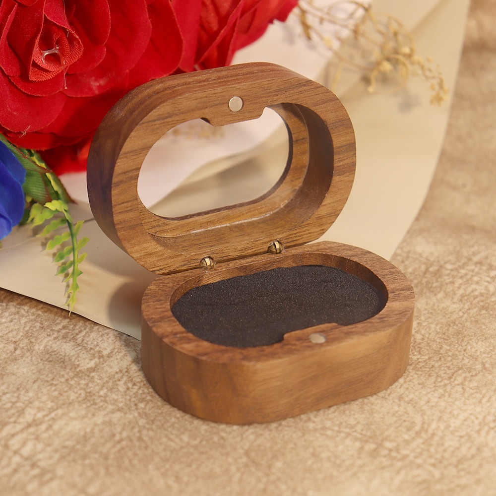 Caja de madera Retro para anillos de compromiso, caja de almacenamiento de joyería, caja para anillos de boda, Mini exhibición de anillos, soporte para anillos de pareja, boda: Morado
